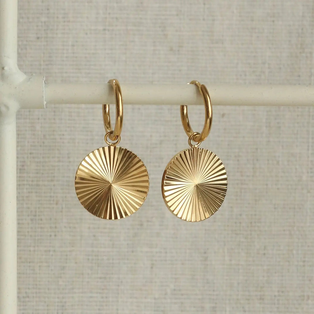 Waterproof Gold Disc Earings
