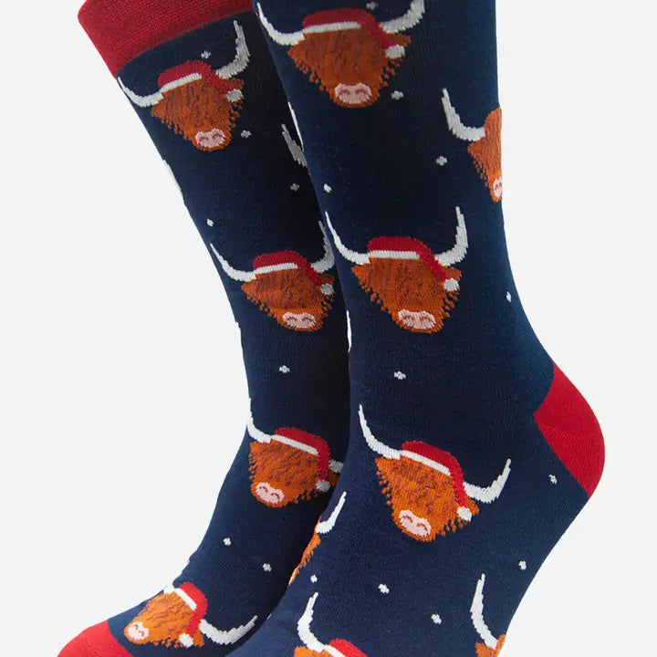 Highland Cow Mens Christmas Socks