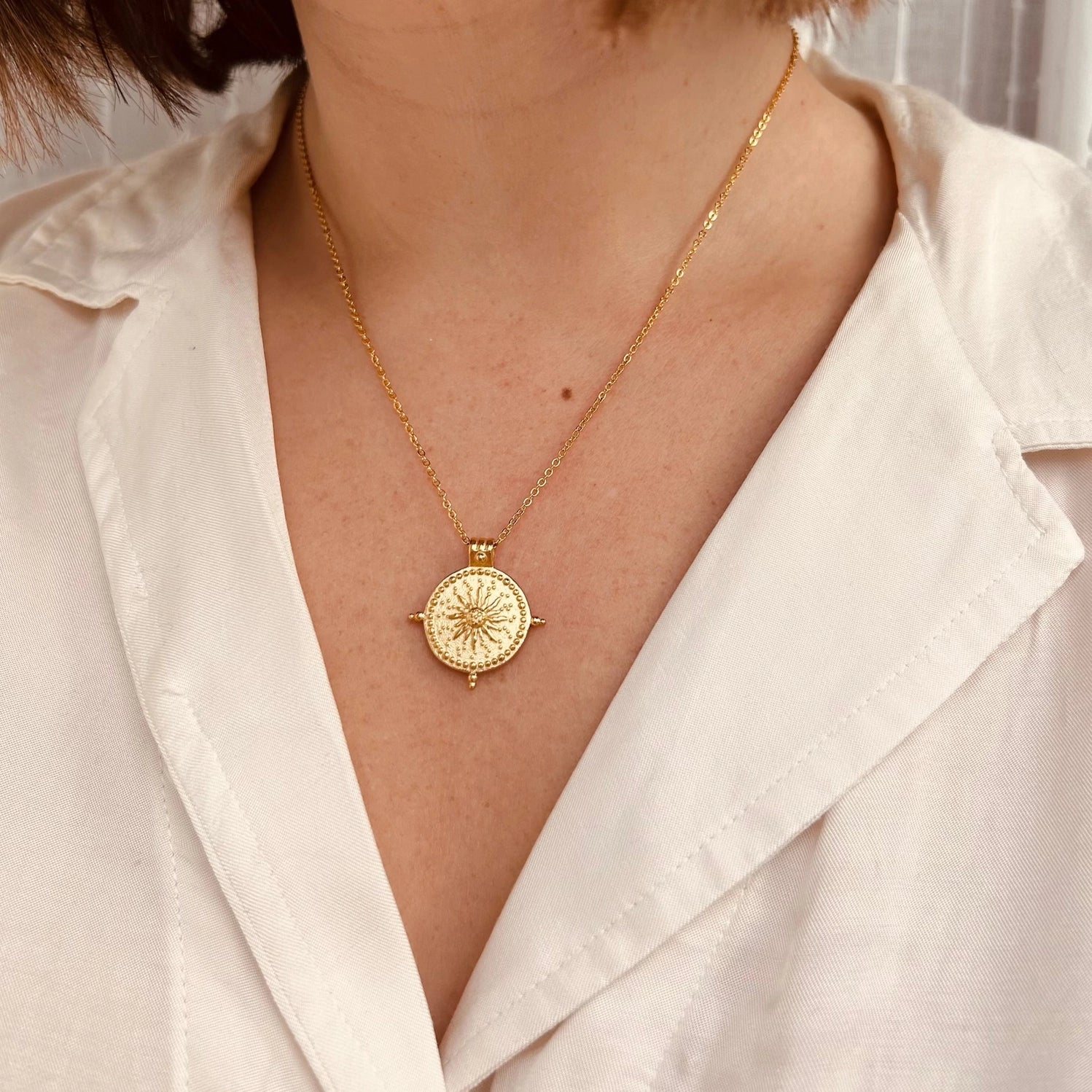 Waterproof Gold Coin Necklace