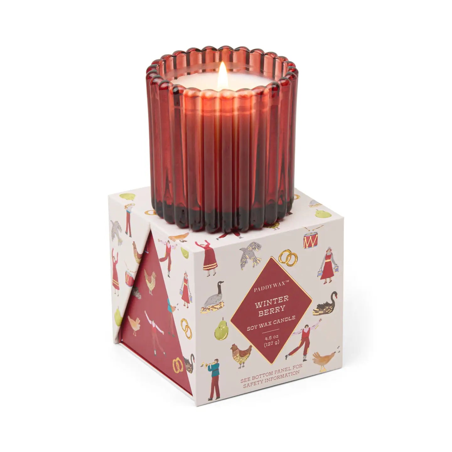 Ribbed Glass Candle Winter Berry