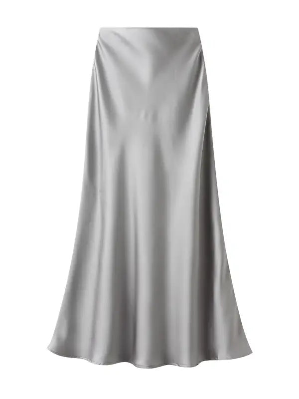 Satin Slip Skirt in Silver