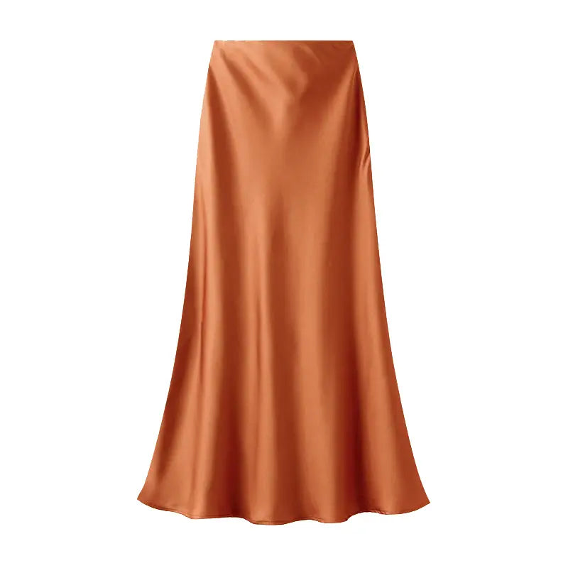 Satin Slip Skirt in Orange