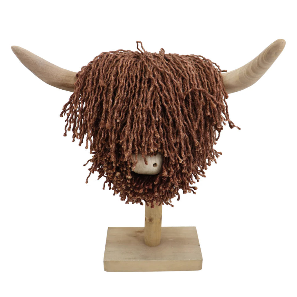 Aquarelle Highland Cow Jute Head - Dark Brown