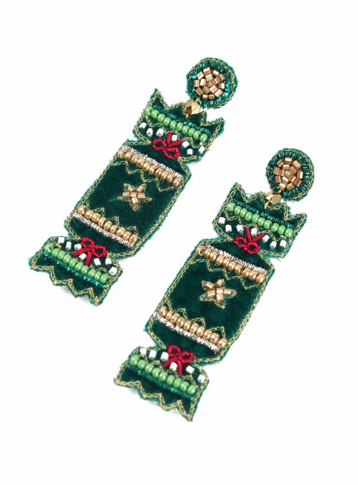 Green Cracker Earings