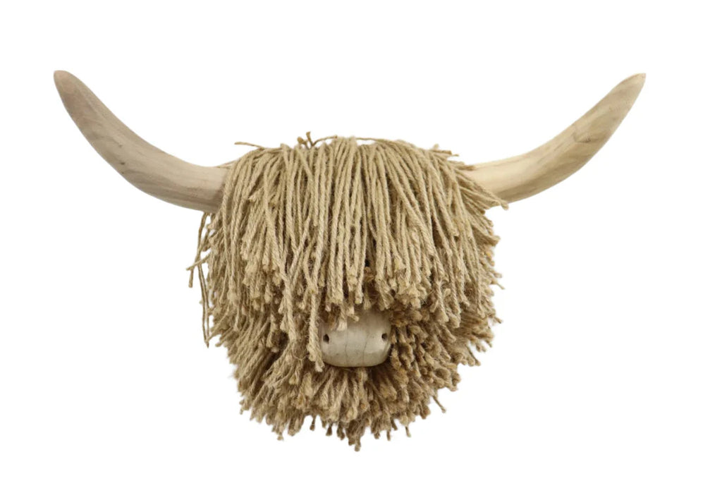 Aquarelle Jute Highland Cow Head - Beige