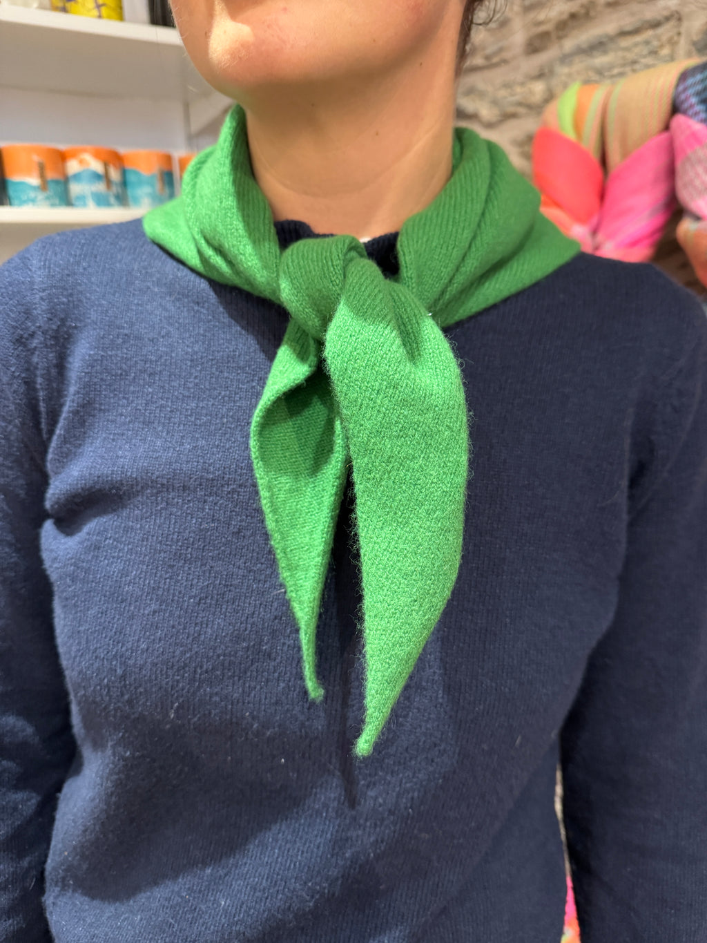 Scarlet Knitwear Green Triangle Scarf