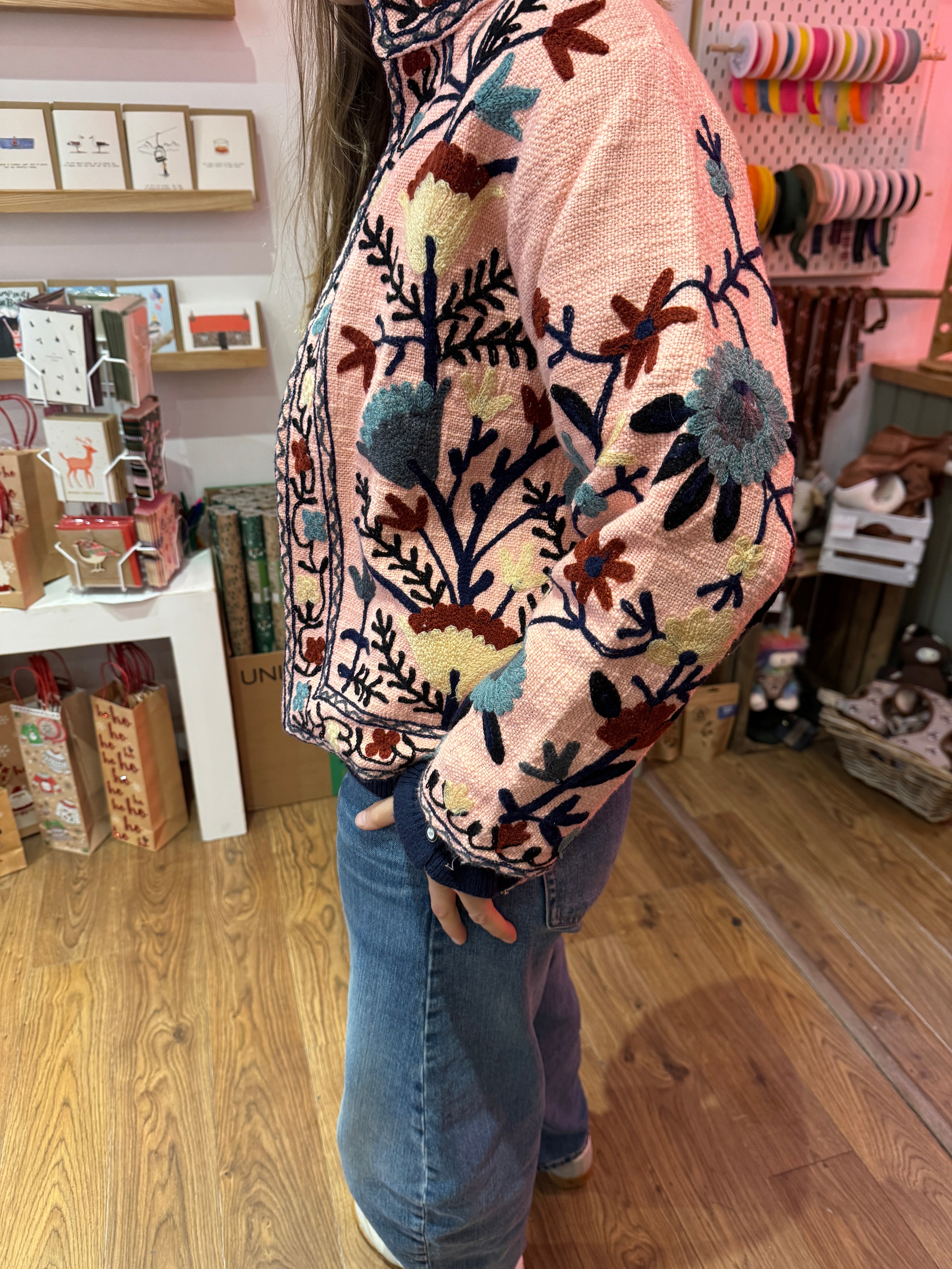 Cotton Embroidered Jacket - Pink