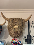 Aquarelle Jute Highland Cow Head - Beige
