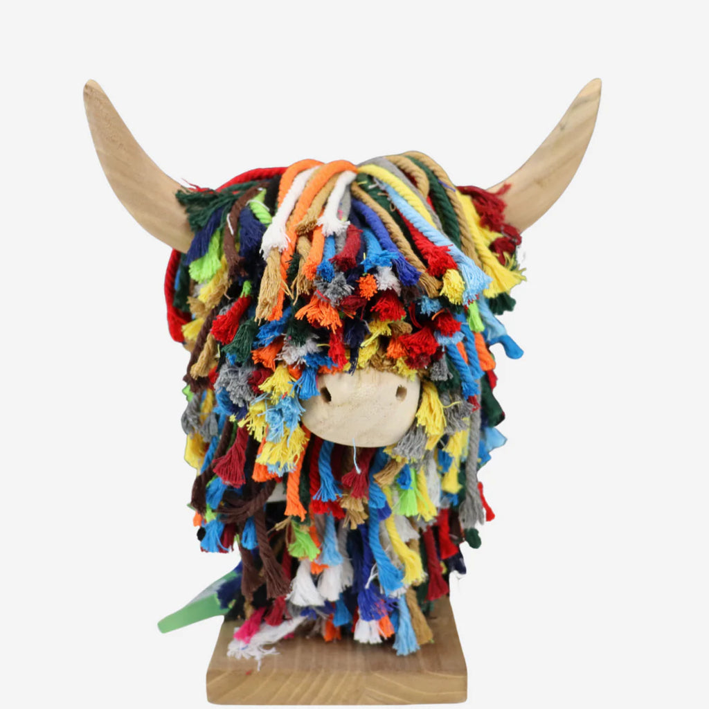 Aquarelle Standing Jute Highland Cow - Multicoloured