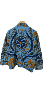 Cotton Embroidered Jacket - Blue