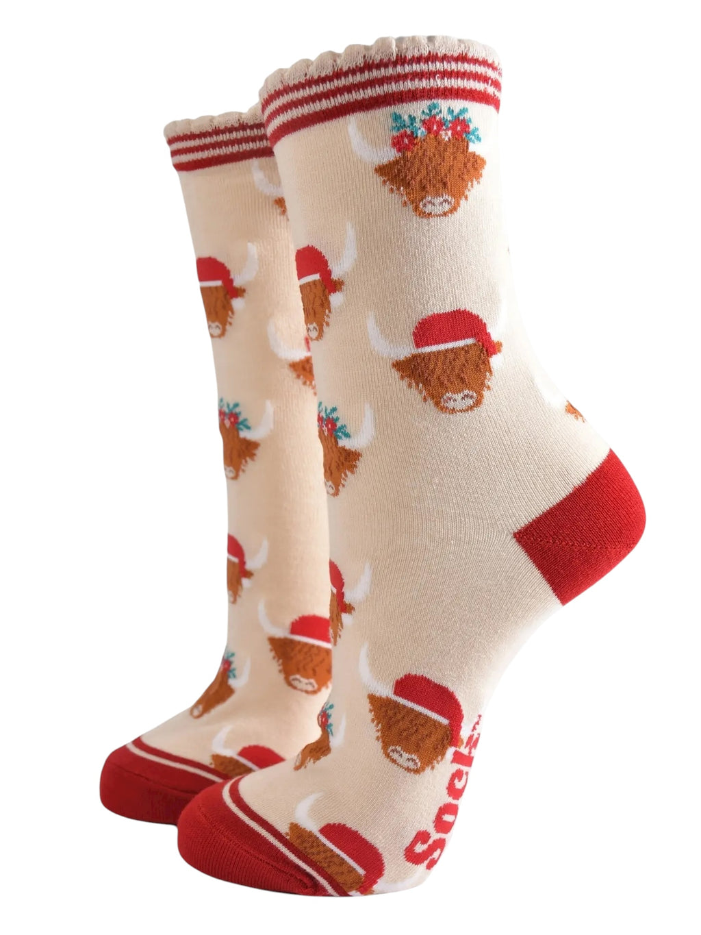 Highland Cow Ladies Christmas Socks
