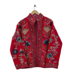 Velvet Embroidered Jacket - Red