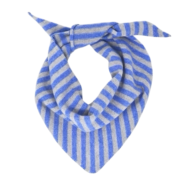 Scarlet Knitwear Grey/Blue Stripy Triangle Scarf