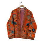 Velvet Embroidered  Jacket - Orange