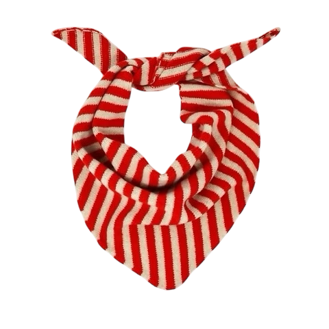 Scarlet Knitwear Red/Oatmeal Stripy Scarf