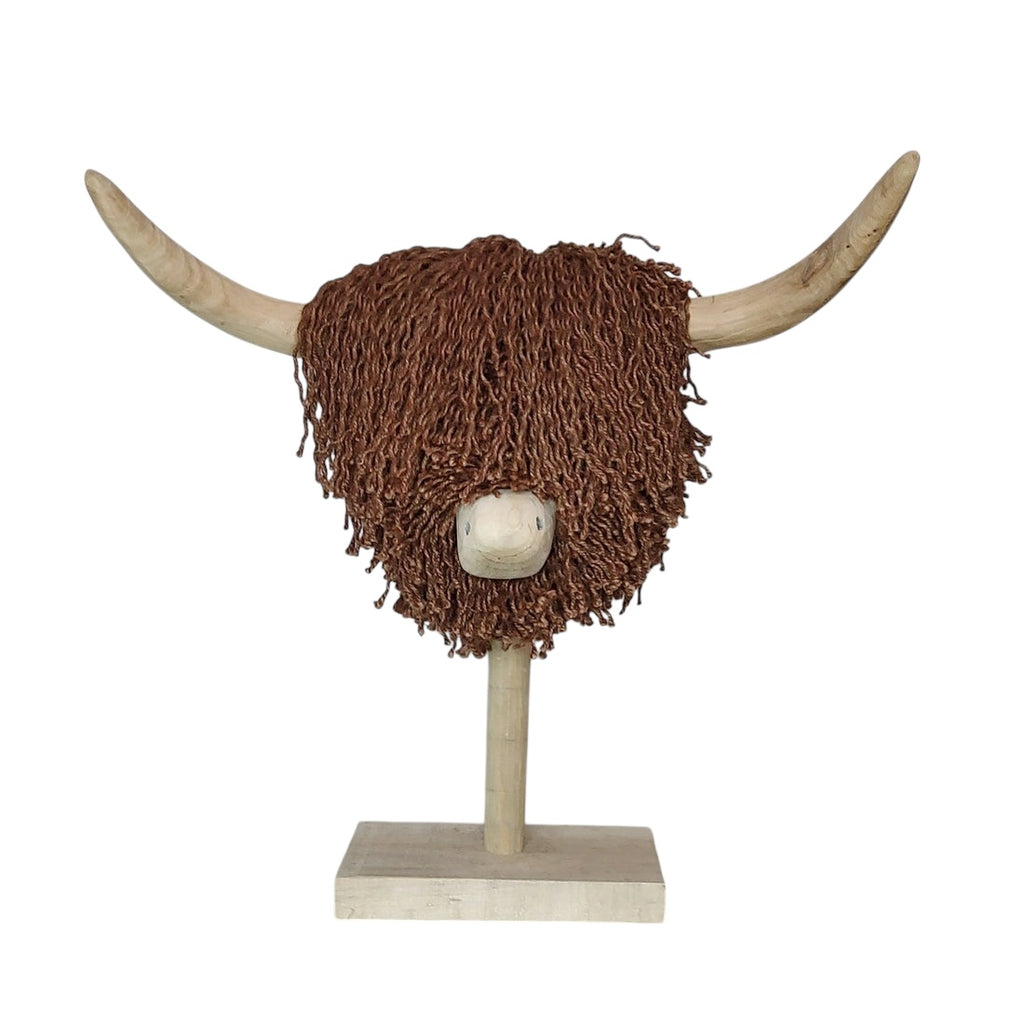 Aquarelle Highland Cow Jute Head - Dark Brown