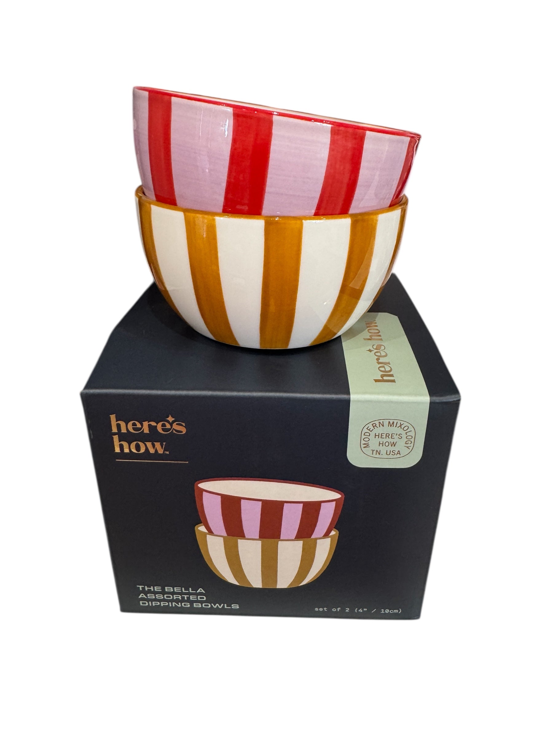 Stripy Snack Bowls - red & yellow
