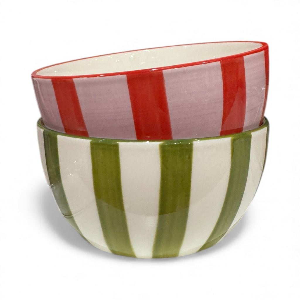 Stripy Snack Bowls - red & yellow