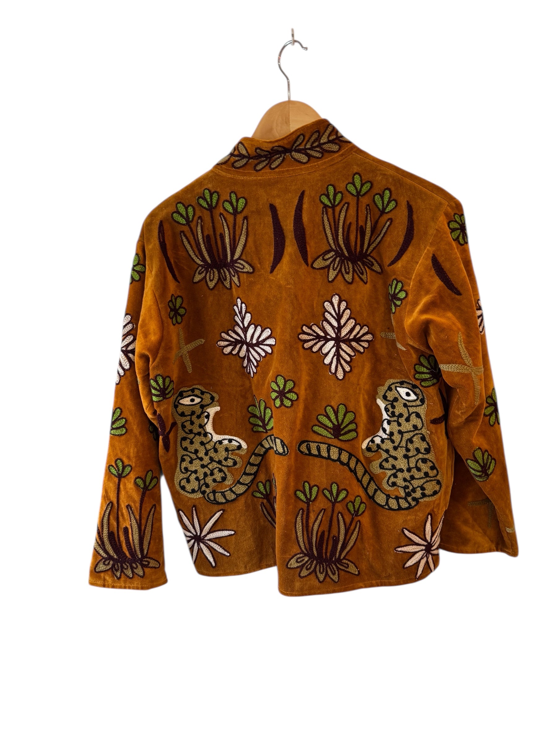 Velvet Embroidered Jacket - Brown