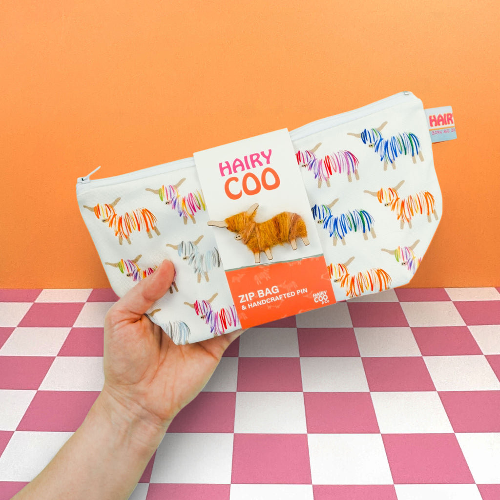 Highland Cow Zip Bag