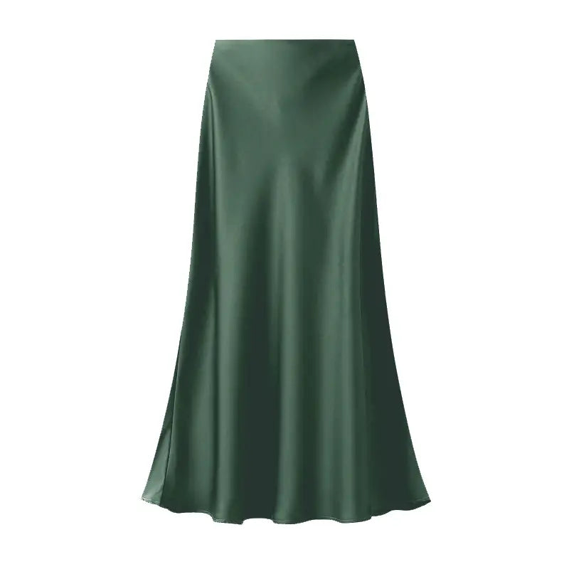 Satin Slip Skirt in Forest Green