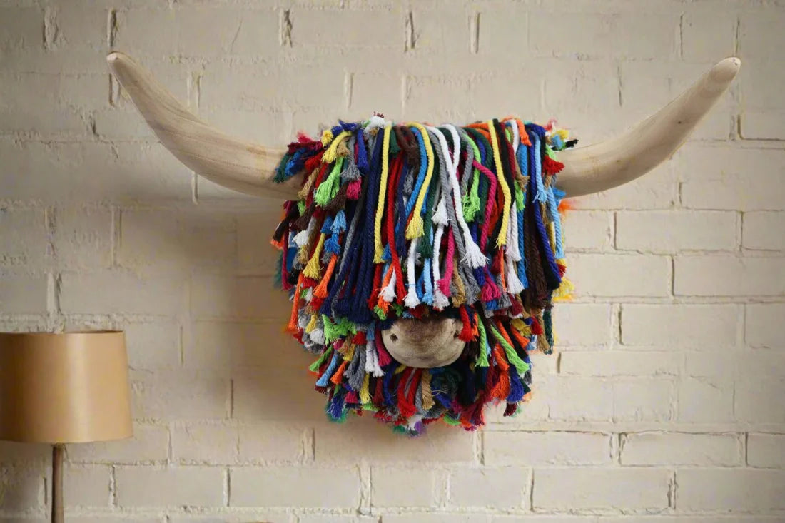 Aquarelle Jute Highland Cow Head - Mulitcoloured